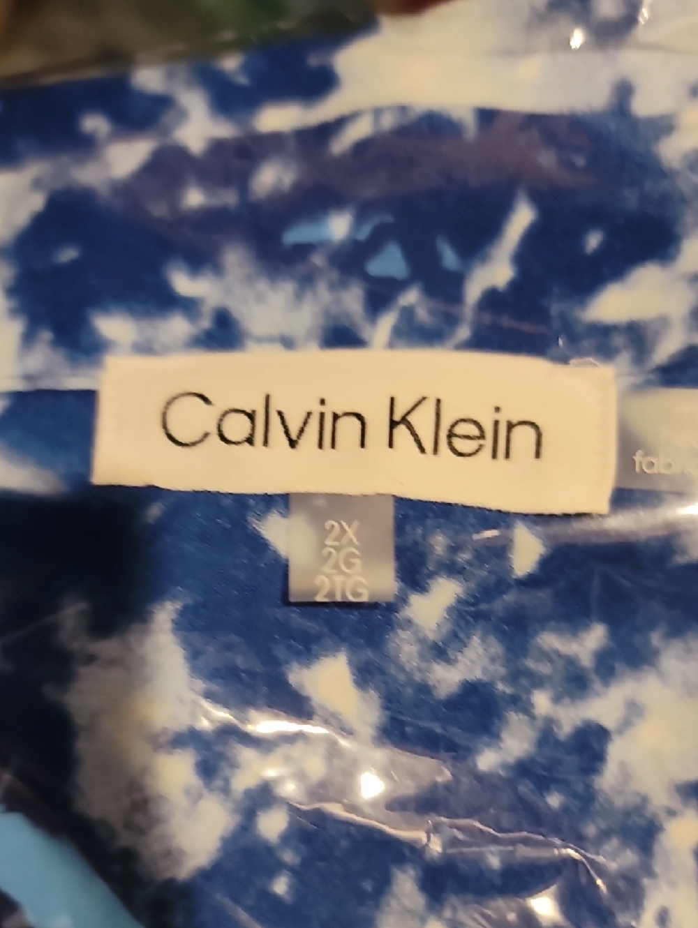 Calvin Klein Blue and White Abstract Print Blouse - Picture 6 of 6
